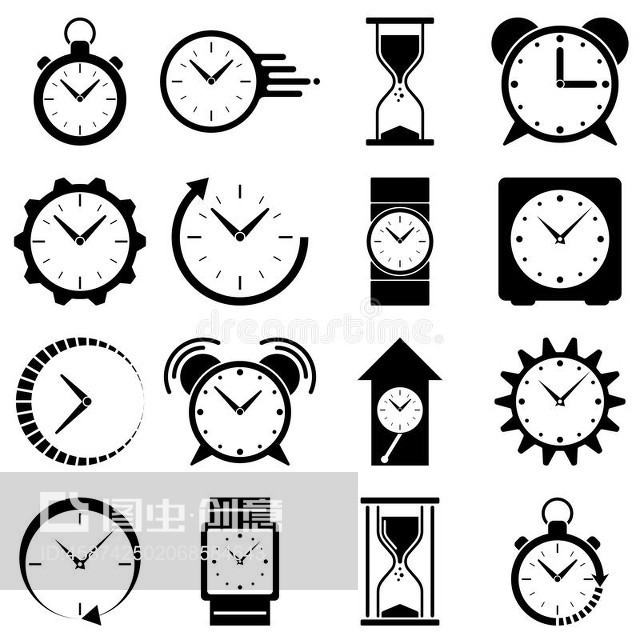 手表图标。时钟标志。Watch icon. Clock logo.